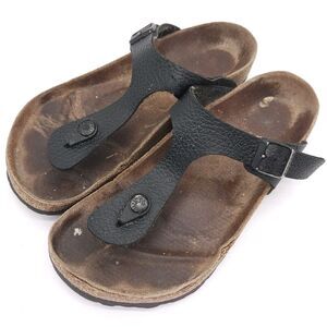 Birkenstock Womens US 7 EU 38 Gizeh Black Leather Sandals Slip On Cork Flip Flop